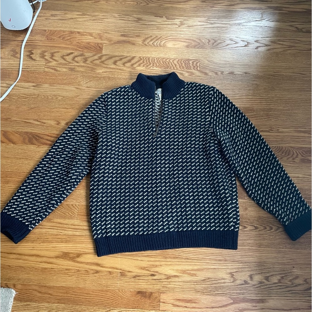 L.L. Bean 100% Wool Quarter Zip Sweater Large
